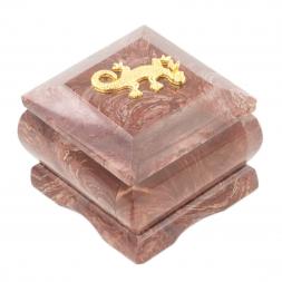 Шкатулка лемезит с ящерицей 7х7х6 см