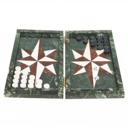 Каменные нарды &amp;quot;Звезда&amp;quot; белый мрамор / лемезит