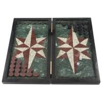 Каменные нарды &amp;quot;Звезда&amp;quot; белый мрамор / лемезит