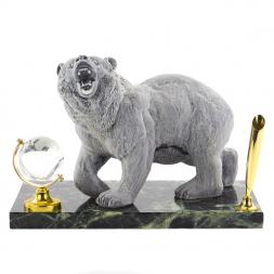 Подставка под ручку &amp;quot;Медведь&amp;quot; змеевик мрамолит