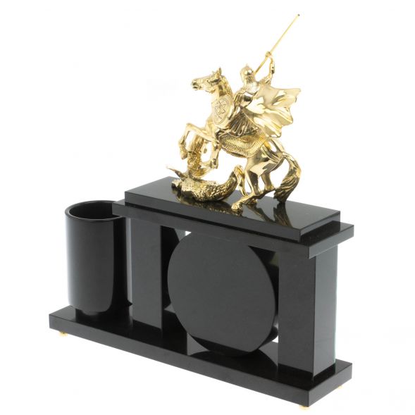 Настольный мини- набор из малахита &amp;quot;Георгий Победоносец&amp;quot; 129421