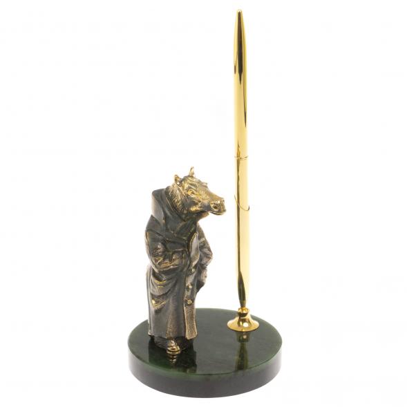 Подставка под ручку &amp;quot;Конь в пальто&amp;quot; камень нефрит 129775