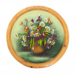 Тарелка декоративная &amp;quot;Полевые цветы в горшке&amp;quot; 40 см зелёный фон
