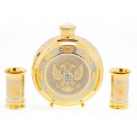 Фляжка с двумя стопками для водки "Герб" Златоуст