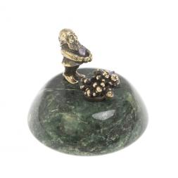 Статуэтка из бронзы на подставке из змеевика  "Гномик"