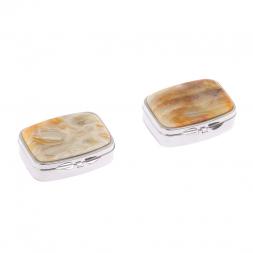 Таблетница на 2 отделения камень шайтанский переливт цвет серебро