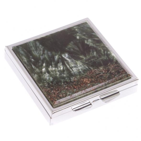 Таблетница на 4 отделения камень серафинит цвет серебро 125936