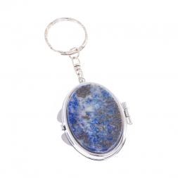 Складное зеркало брелок из афганского лазурита овальное