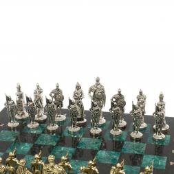 Сувенирные шахматы &amp;quot;Русь&amp;quot; доска 40х40 см шабровский змеевик