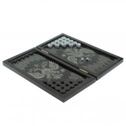 Каменные нарды с гравировкой &amp;quot; Герб РФ&amp;quot; из габбро-диабаза