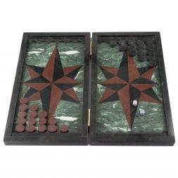 Подарочные нарды из камня &amp;quot;Звезда&amp;quot; змеевик и лемезит