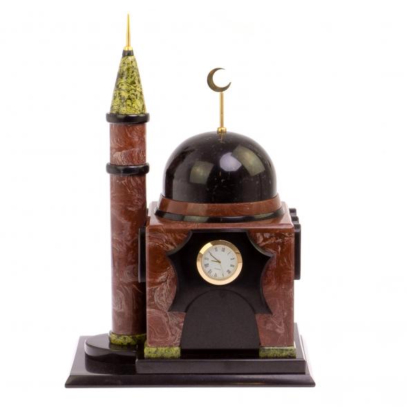 Часы &amp;quot;Мечеть&amp;quot; средняя лемезит, змеевик 125157