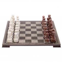 Шахматы с гравировкой &amp;quot;Греческий орнамент&amp;quot; доска 40х40 см лемезит мрамор