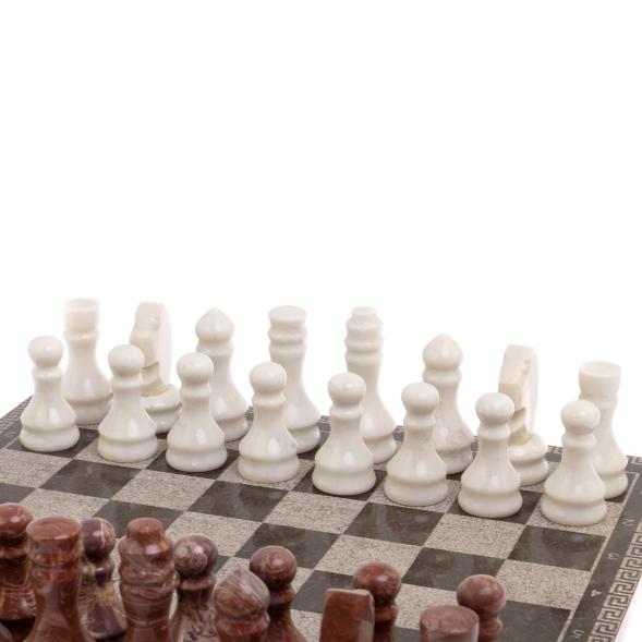 Шахматы с гравировкой &amp;quot;Греческий орнамент&amp;quot; доска 40х40 см лемезит мрамор 126144