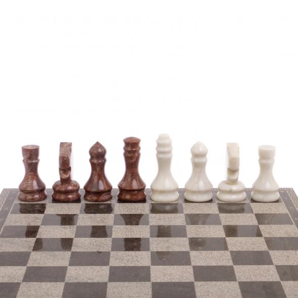 Шахматы с гравировкой &amp;quot;Греческий орнамент&amp;quot; доска 40х40 см лемезит мрамор 126144