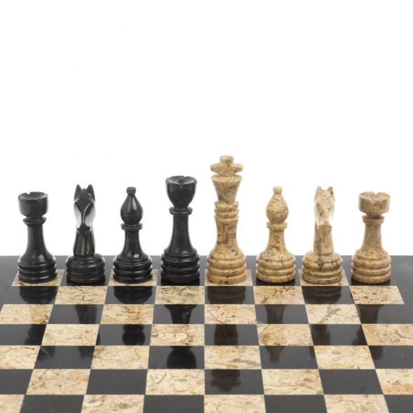 Каменные шахматы &amp;quot;Дебют&amp;quot;  доска 30х30 см мрамор ракушечник 127702