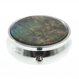 Таблетница с делителем на 3 отсека камень лабрадор цвет серебро