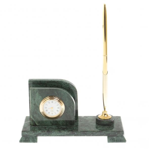 Настольная визитница &amp;quot;Мини 1&amp;quot; с подставкой под ручку из змеевика 125938