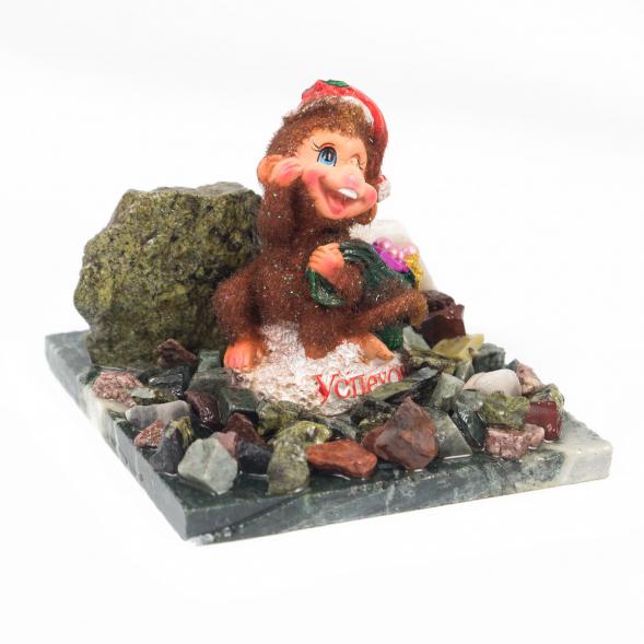 Сувенир &amp;quot;Обезьянка с зеленым мешком №4&amp;quot; змеевик 116750