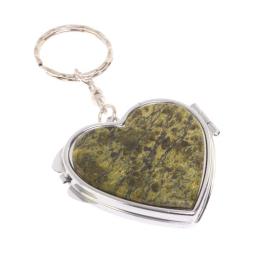Складное зеркало брелок из змеевика сердце