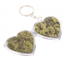 Складное зеркало брелок из змеевика сердце