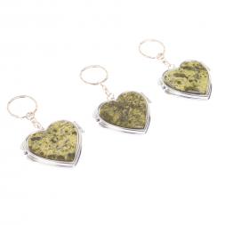 Складное зеркало брелок из змеевика сердце