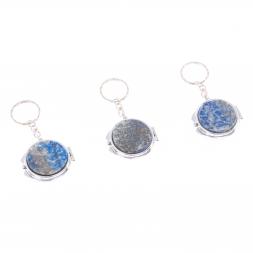 Складное зеркало брелок из афганского лазурита круглое