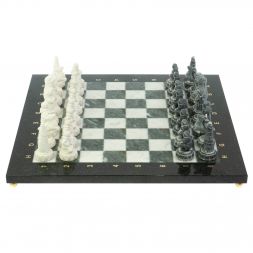 Шахматы "Северные народы" доска 40х40 см шабровский змеевик мрамор