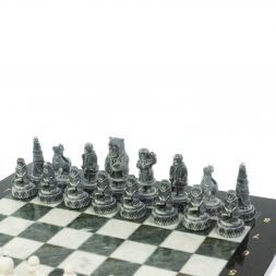 Шахматы "Северные народы" доска 40х40 см шабровский змеевик мрамор