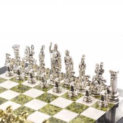 Шахматы подарочные "Древний Рим" из камня змеевик мрамор 44х44 см