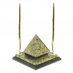 Визитница "Пирамида" из змеевика 12,5х12,5х10 см