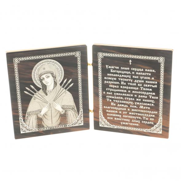 Икона складная &amp;quot;Семистрельная БМ&amp;quot;  камень обсидиан 123000