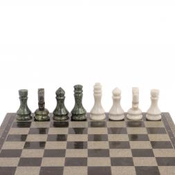 Шахматы с гравировкой &amp;quot;Греческий орнамент&amp;quot; доска 40х40 см змеевик белый мрамор