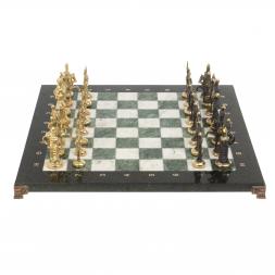 Шахматы бронзовые "Русские" 40х40 см мрамор шабровский змеевик