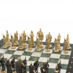 Шахматы бронзовые "Русские" 40х40 см мрамор шабровский змеевик