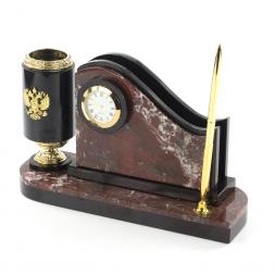 Письменный набор "Герб России" из камня креноид