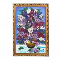 Картина из каменной крошки &amp;quot;Красивая сирень&amp;quot; багет 49х69 см сиреневый фон