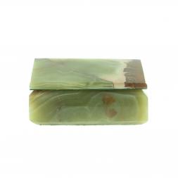 Шкатулка прямоугольная из оникса зелено-коричневая 12,5х9х5 см (3,5х5)