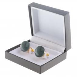 Запонки камень офит круглые