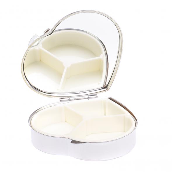 Таблетница &amp;quot;Сердце&amp;quot; на 3 отделения малахит цвет серебро 125084