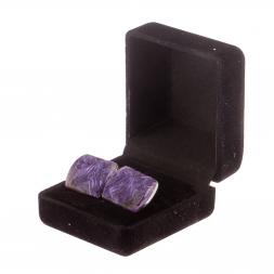 Запонки камень чароит закругленные