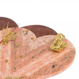 Настенные часы "Два Сердца" из лемезита и мрамора