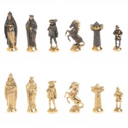 Подарочные шахматы "Средневековье" бронза змеевик 40х40 см