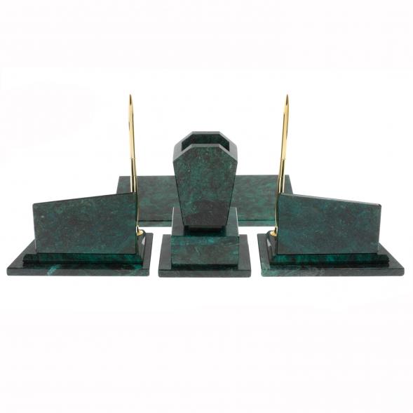 Офисный канцелярский набор &amp;quot;Бюрократ&amp;quot; из темно-зеленого змеевика 119292