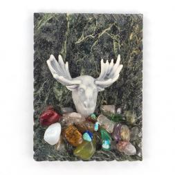 Магнит "Голова лося" змеевик мрамолит