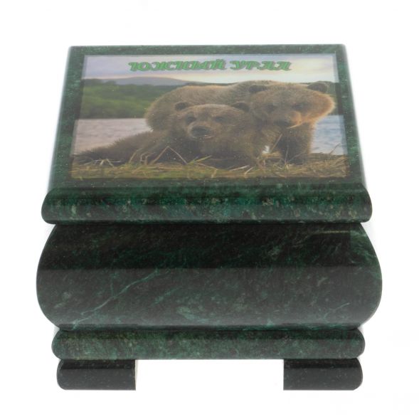 Шкатулка &amp;quot;Мишки&amp;quot; из змеевика 10х10х7 см 128856