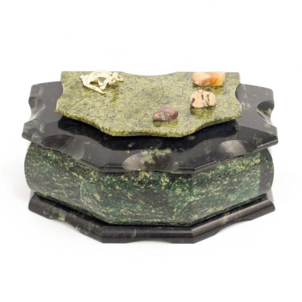 Шкатулка из камня &amp;quot;Домик&amp;quot; большой змеевик 16х10х8 см 112093