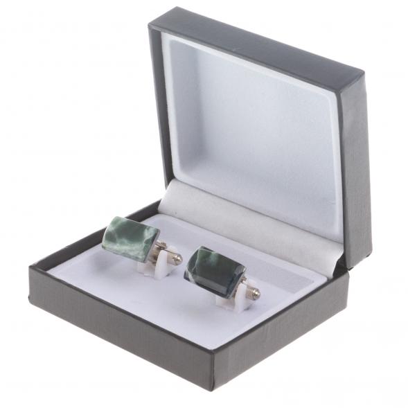 Запонки камень офит прямоугольные 124424