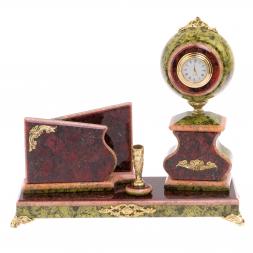 Настольный прибор &amp;quot;Компакт&amp;quot; мрамор, змеевик