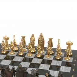Шахматы настольные "Средневековье" 40х40 см серый мрамор бронза